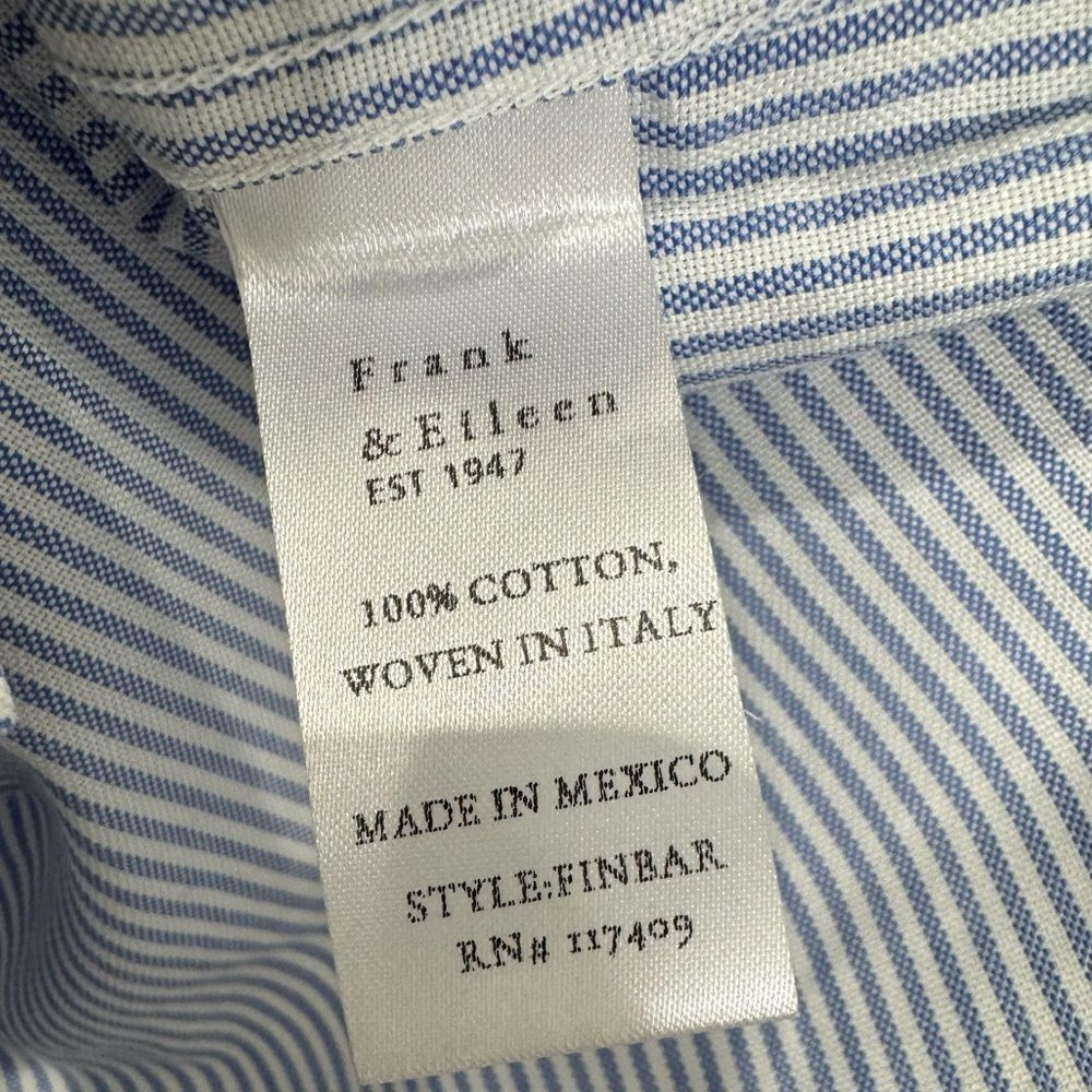 NEW FRANK & Eileen Finbar button down organic cotton shirt in blue stripe - Picture 5 of 7